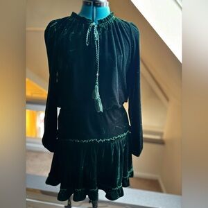 Emerald Green Velvet-like Holiday Dress